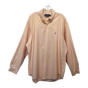 Ralph Lauren Men's Button Shirt  Sz XL Orange Striped Classic Fit Preppy Career
